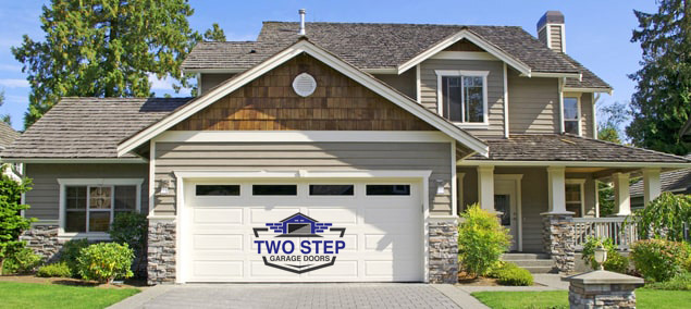garage door with two step logo